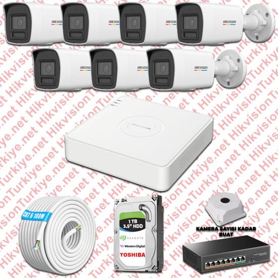Hikvision 07 İp Kameralı Colorvu Hibrit Güvenlik Kamerası